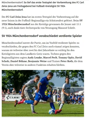 SV 1924 Mbdf - FC Carl Zeiss Jena  / 101-jähriges